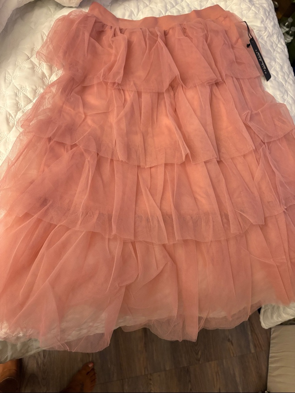 Haute Monde Peach-Pink Layered Tulle Skirt